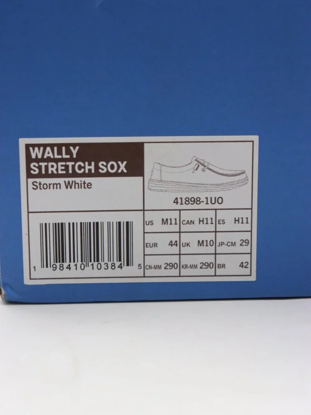Hey Dude Wally Stretch Sox Men's Size 11 Gray White Canvas Lace-Up Casual Shoes